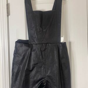 Express Black Women's Leather Overalls